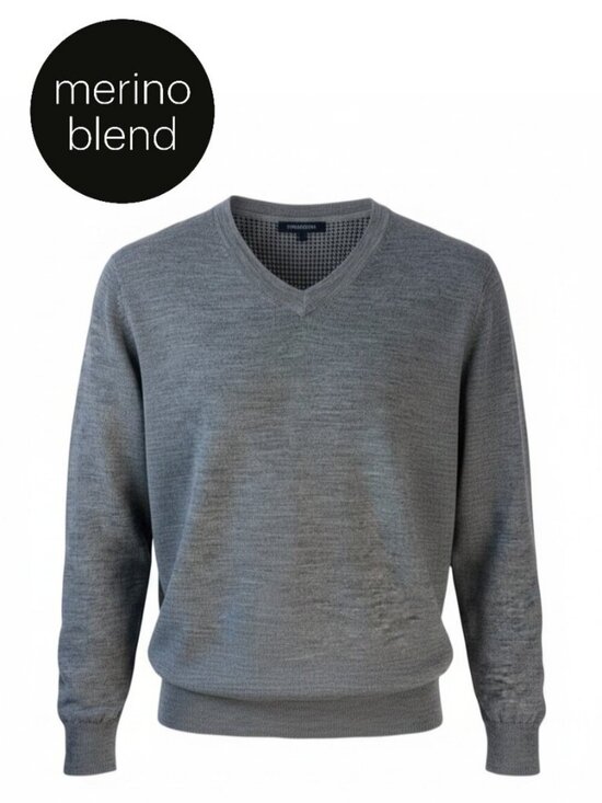 Point Zero Other - POINT ZERO COLLECTION Grey Merino Blend V-Neck Knit Sweater Large